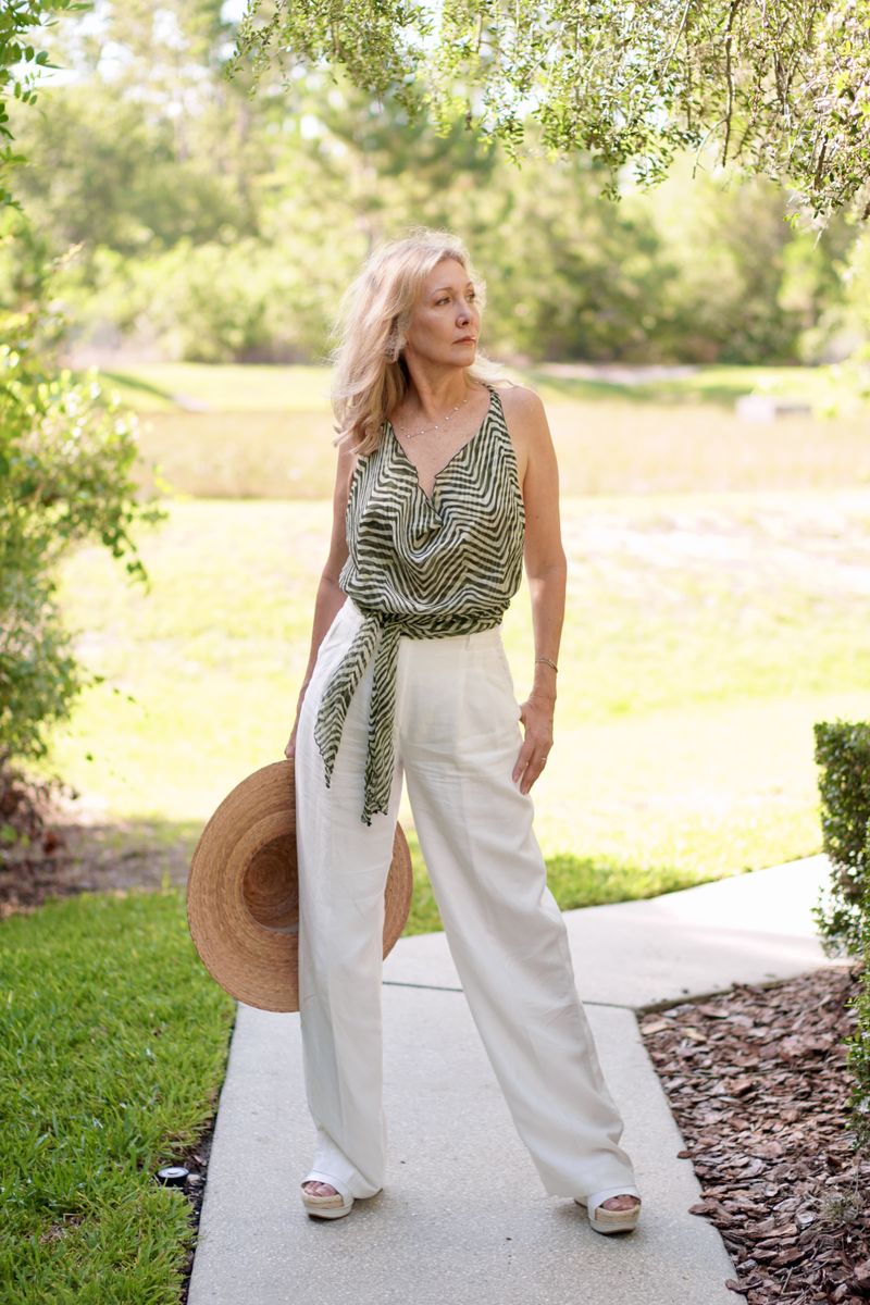 Breezy Linen Palazzo Pants with Matching Top