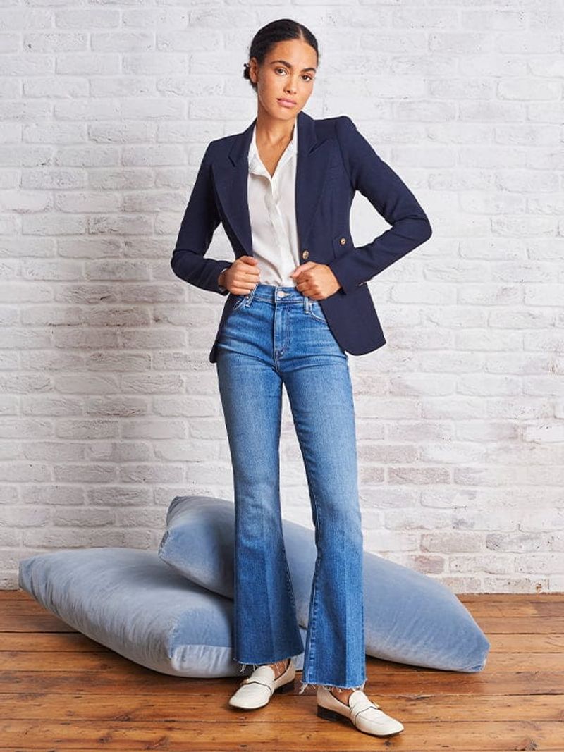 Boot-Cut Jeans with Fitted Blazers