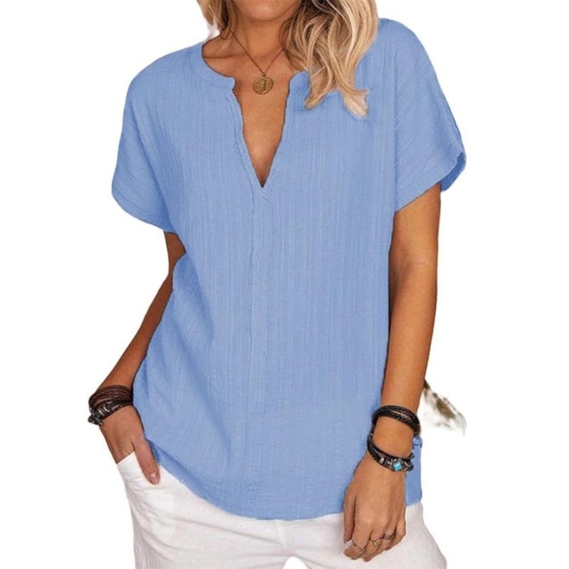 V-Neck Cotton Blouse