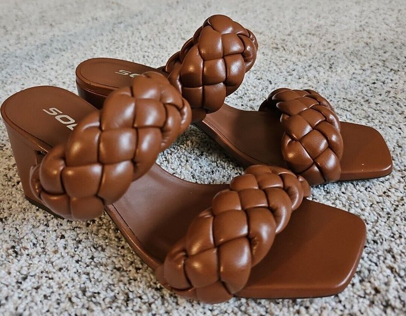 Faux-Leather Braided Sandals