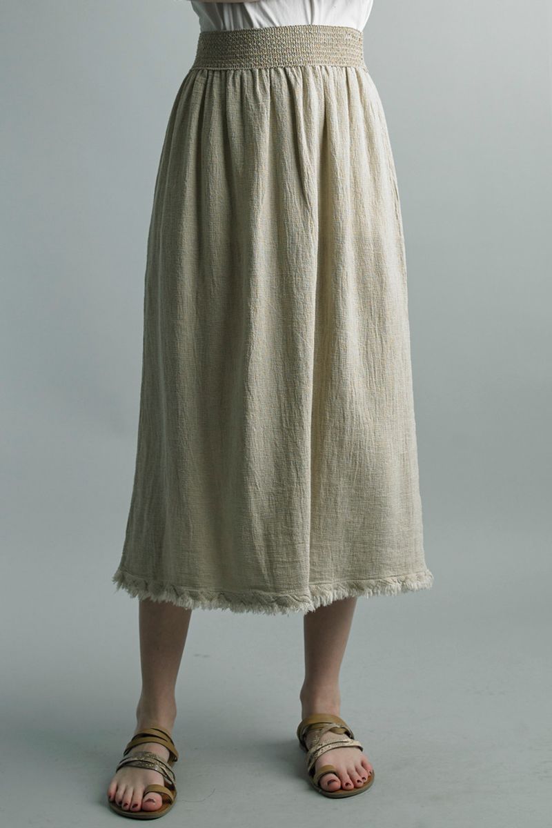 Linen Button-Side Midi