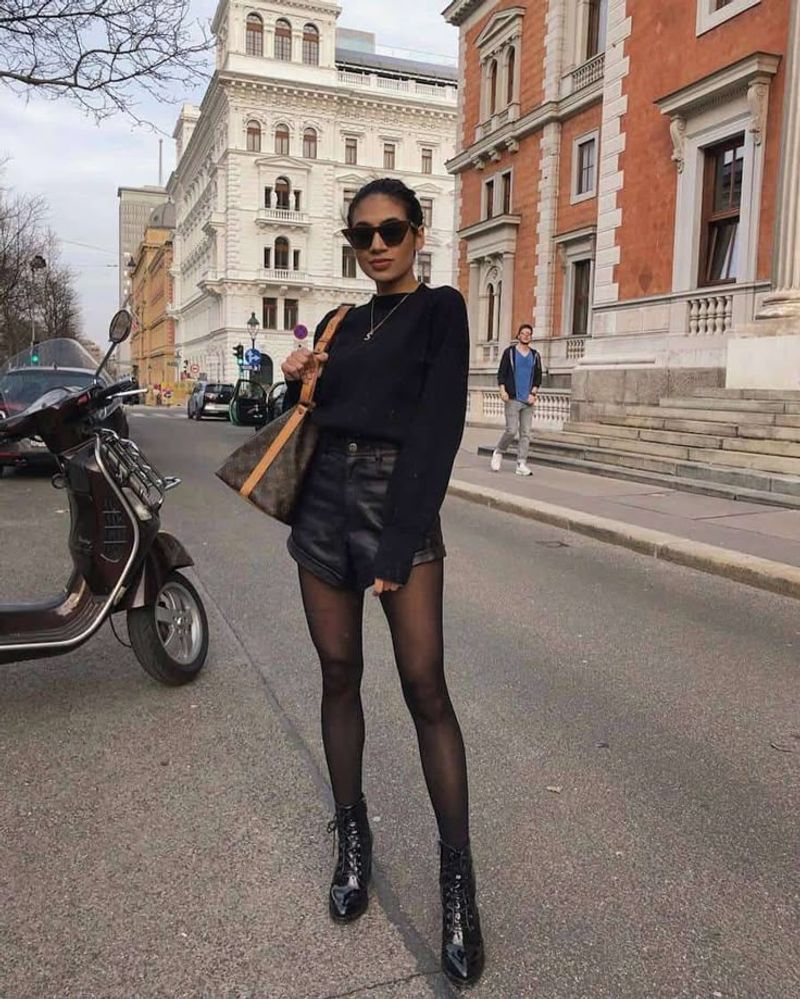 Layered Shorts With Tights