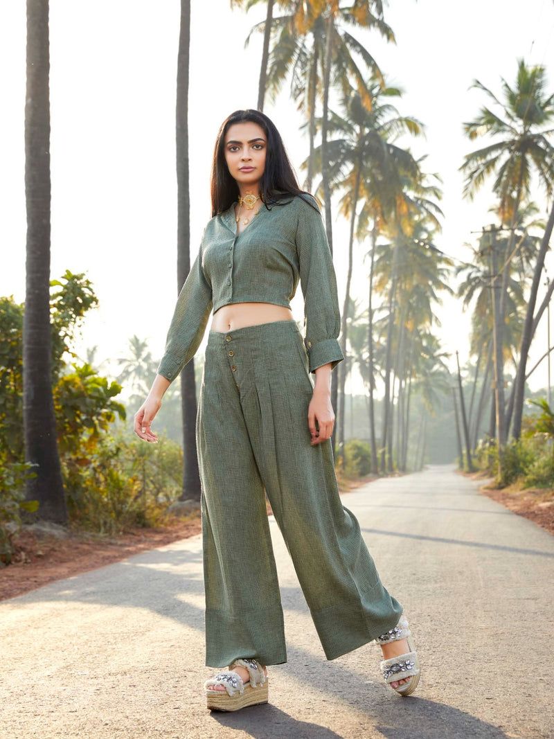 High-Waisted Wide-Leg Pants & Crop Tops