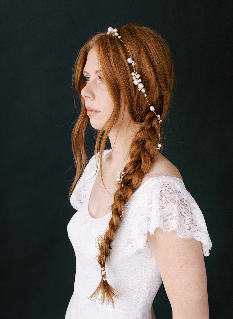 Pearl-Embellished Crown Braid