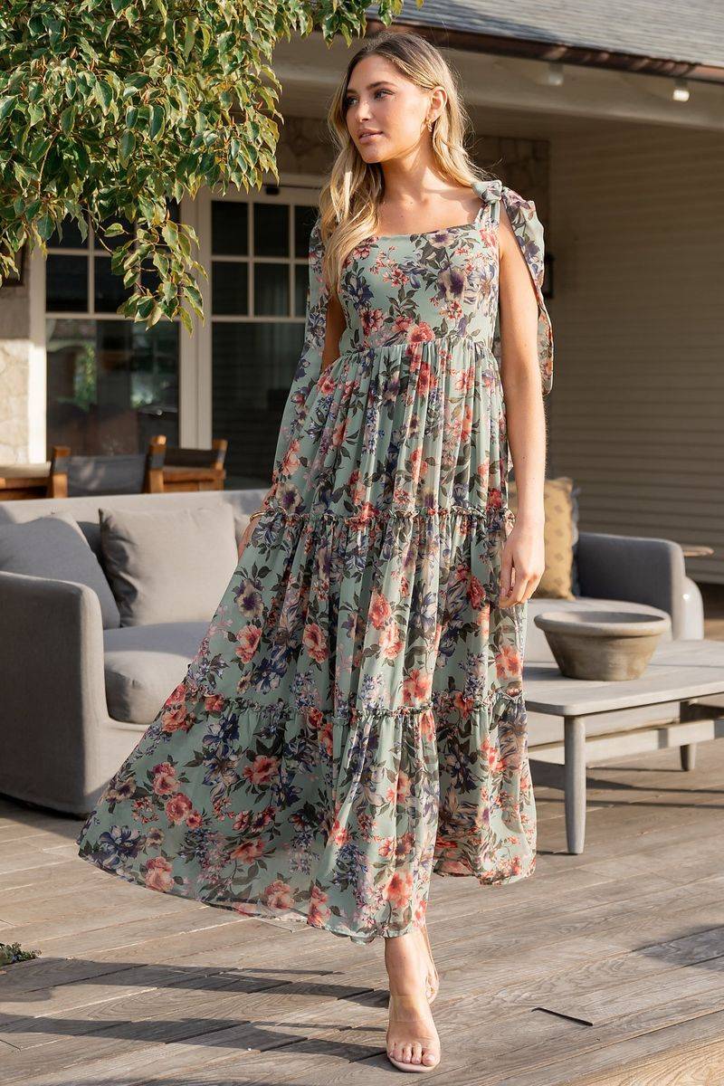 Floral Chiffon Overlay Dress