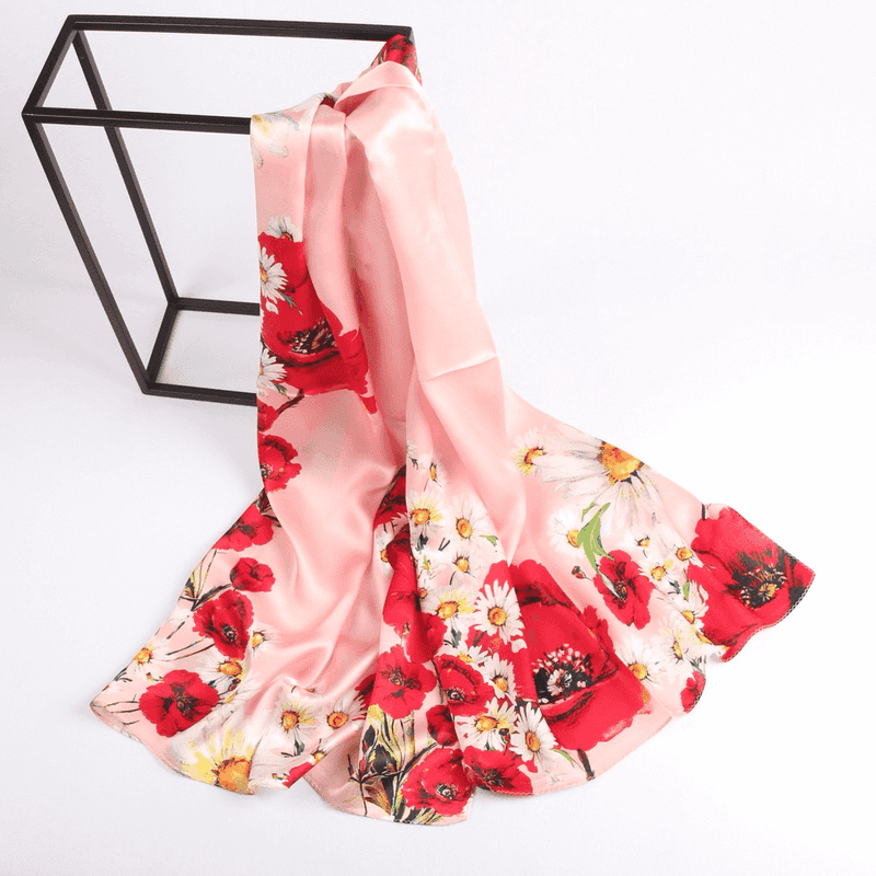 Poppy-Hued Silk Scarf