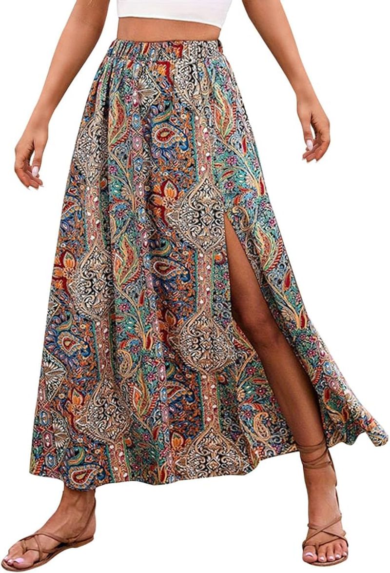 Ethnic Print Maxi Skirt