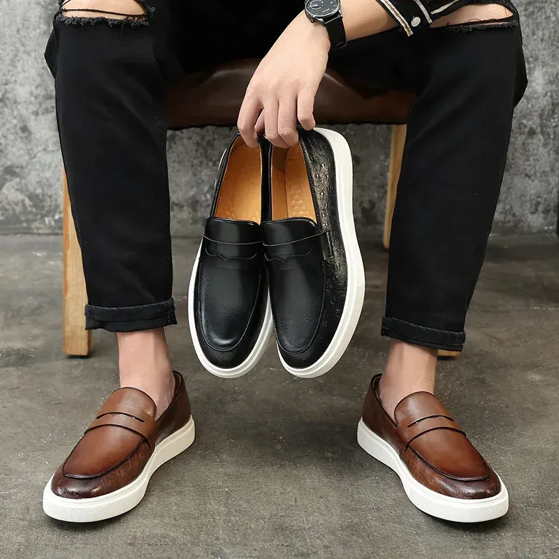 Embossed Leather Slip-ons