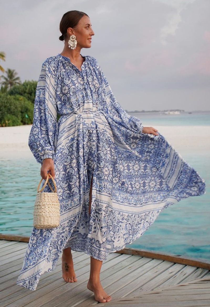 Asymmetric Hem Dress With Turkish Iznik Tiles