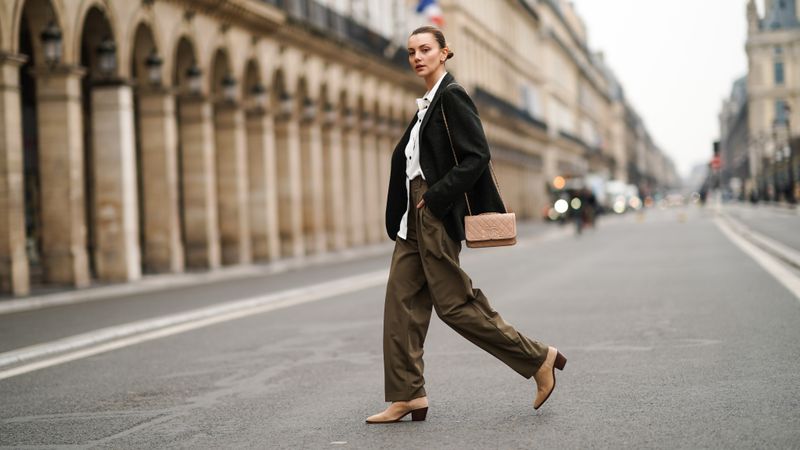 High-Waisted Straight-Leg Trousers