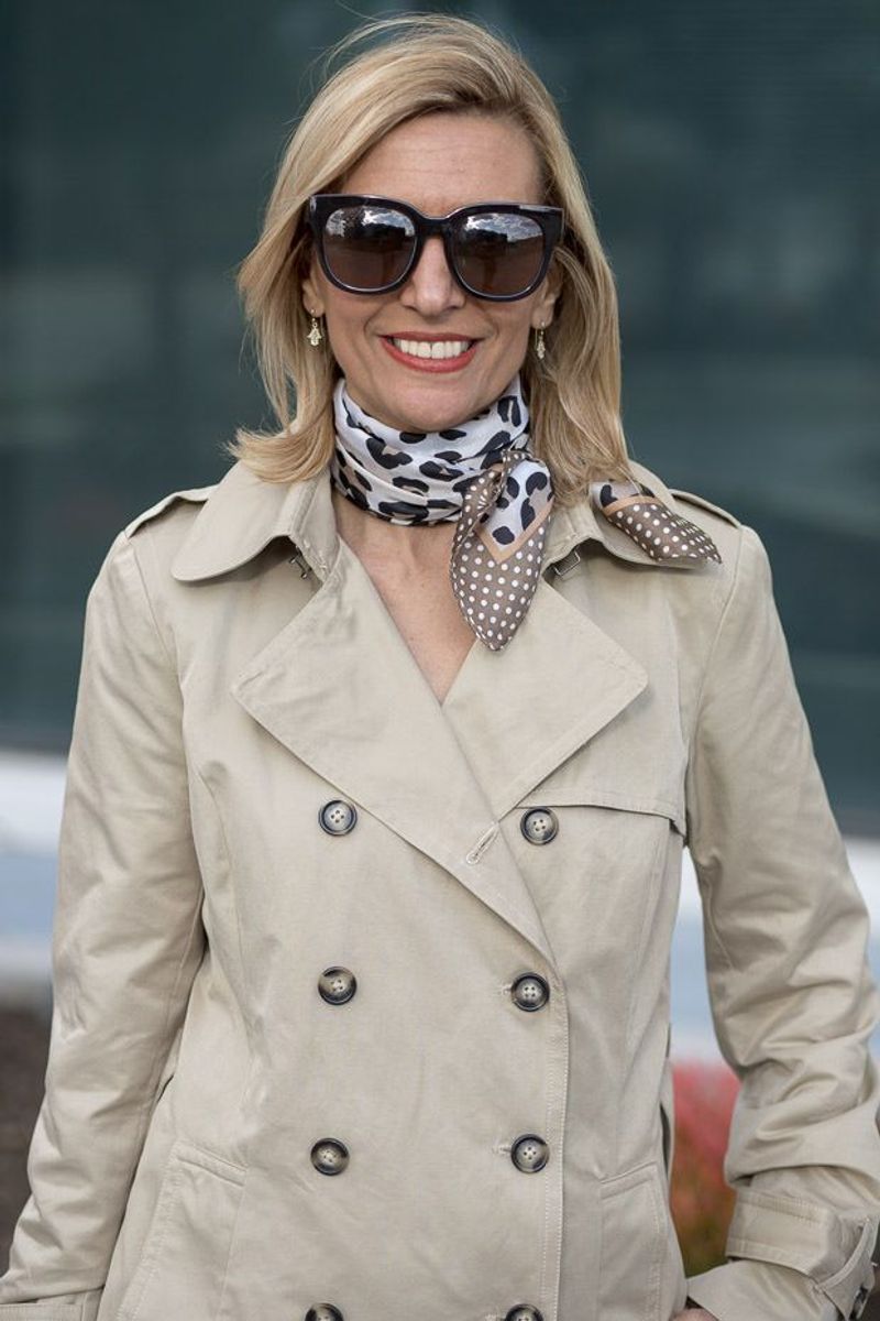 Chic Trench and Scarf Fusion