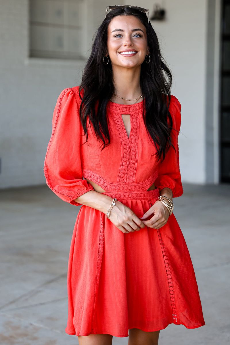 Red Sundress with Navy Boots