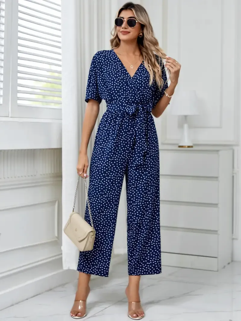 Navy Polka Dot Romper