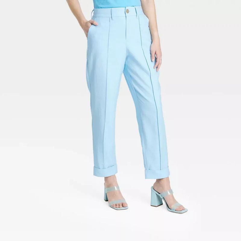Pintucked Poplin Cigarette Pants