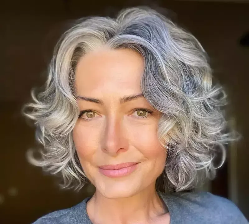 Curly Bob with Highlights