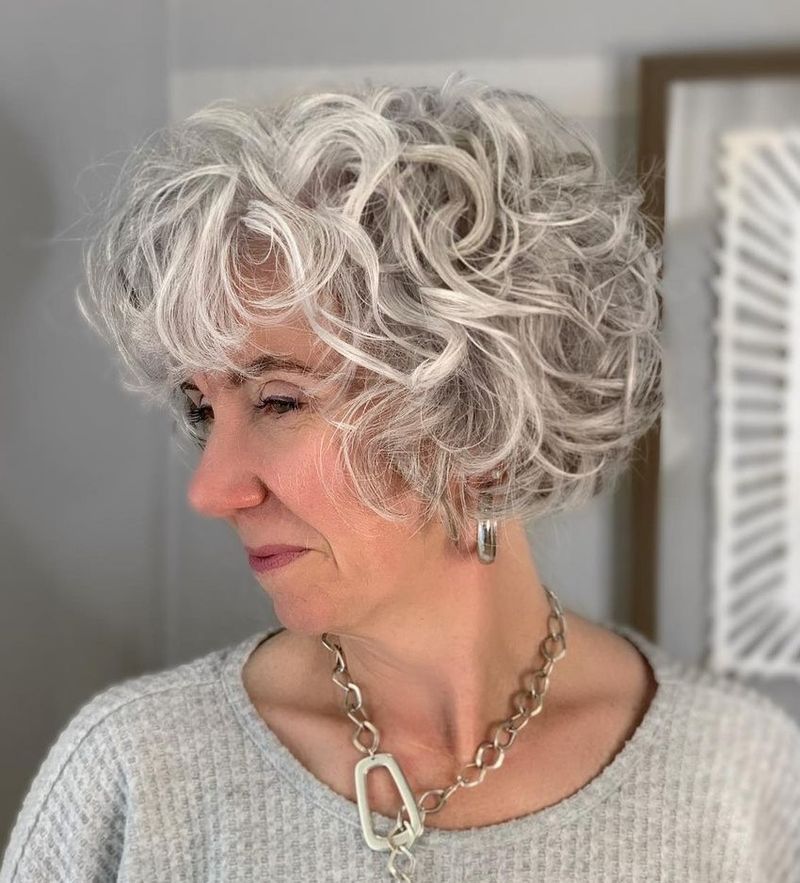 Curly Bob With Bangs