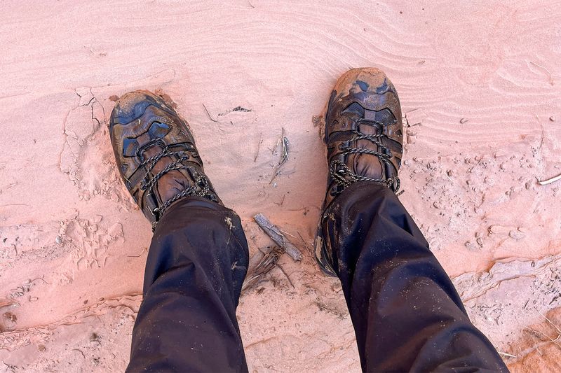 Mud-Caked Hiking Boots