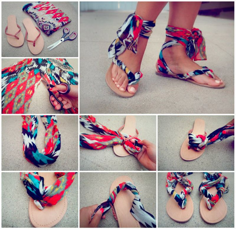Scarf-Wrapped Sandals
