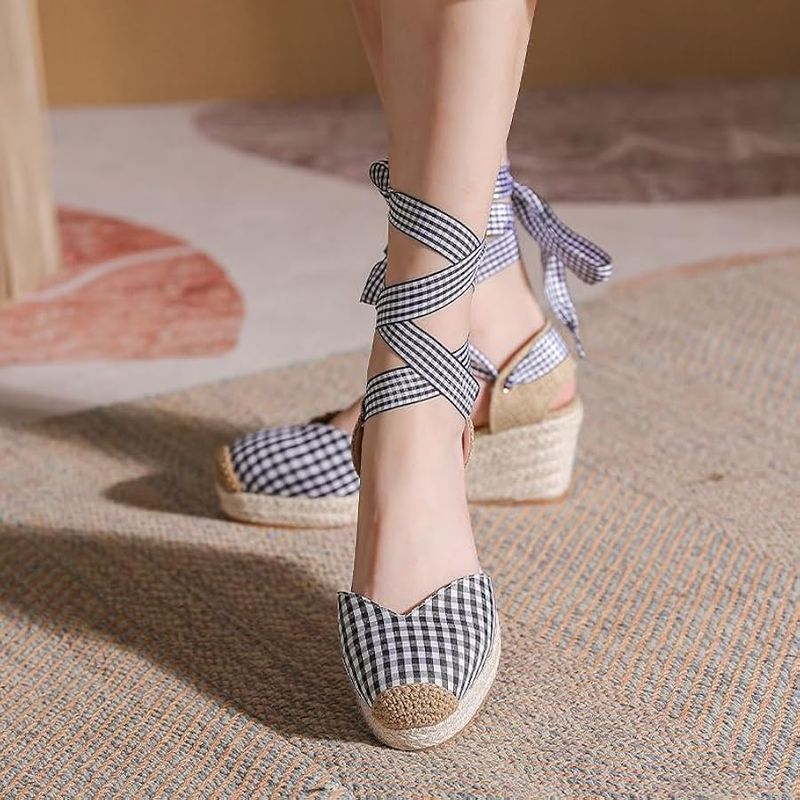Gingham Check Ankle-Ties