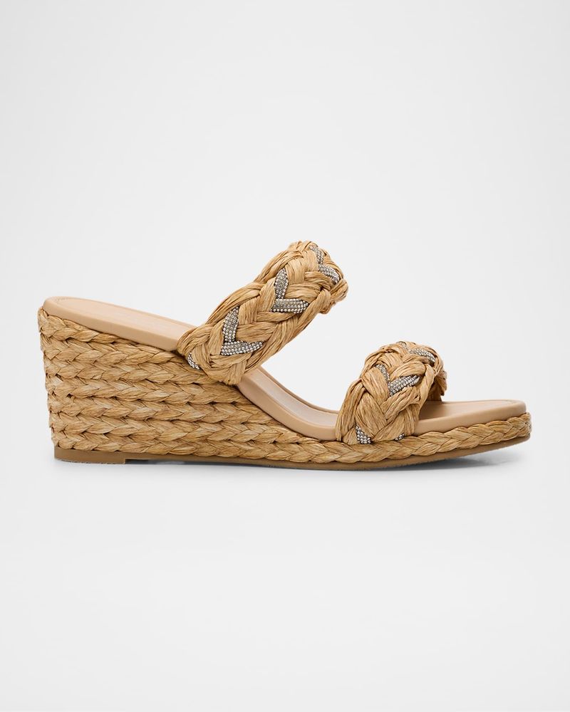 Raffia-Trimmed Wedges
