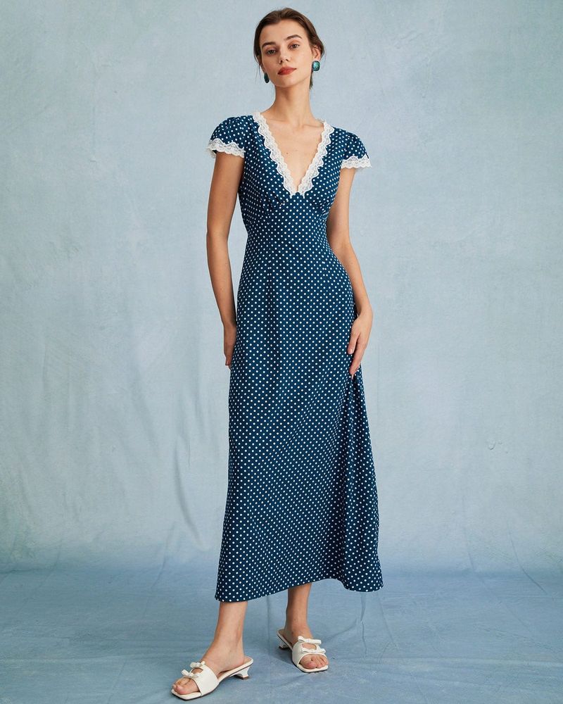 Polka Dot Cap Sleeve Maxi