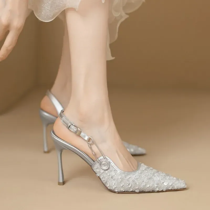 Pointed-Toe Slingback Heels