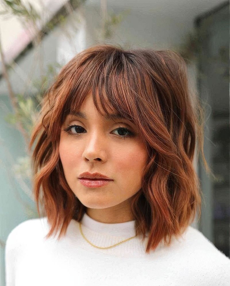 Shaggy Angled Bob with Curtain Fringe