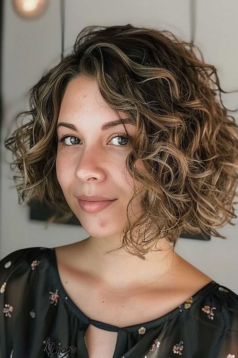 Curly Bob with Dimensional Color