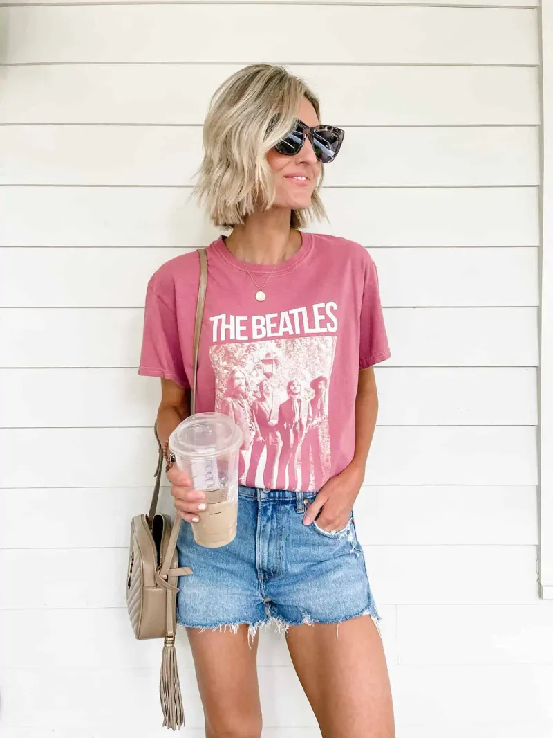 Graphic Tee and Denim Shorts