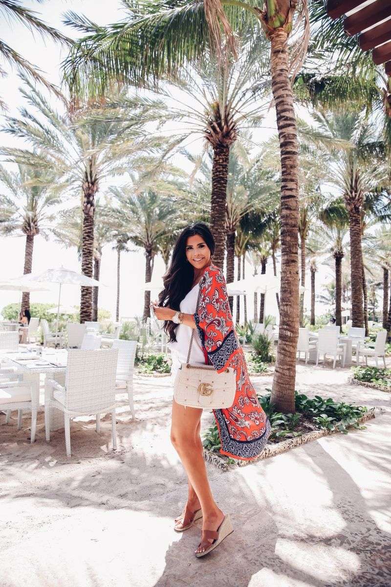 Denim Shorts with a Bikini Top and Kimono