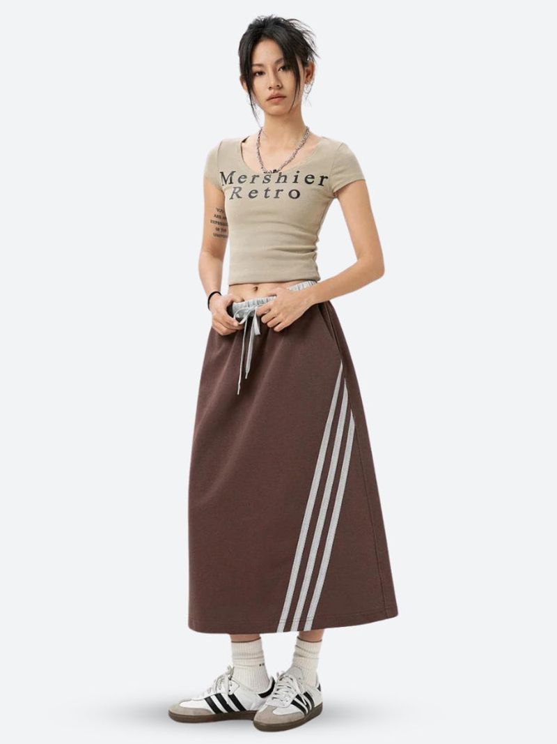 Sporty Striped Side-Slit