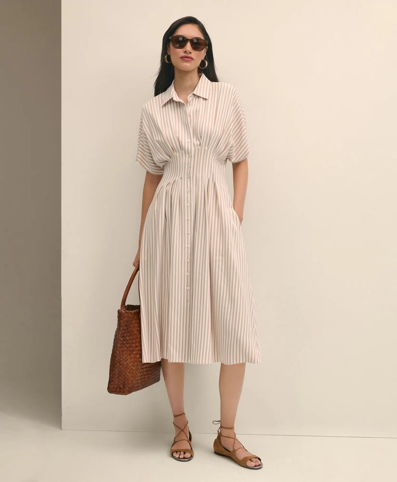 Pleated Front Shirt Dresses