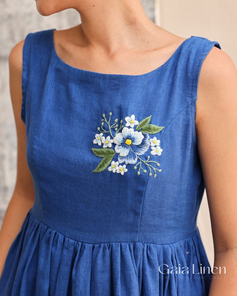 Embroidered Linen Shift Dresses