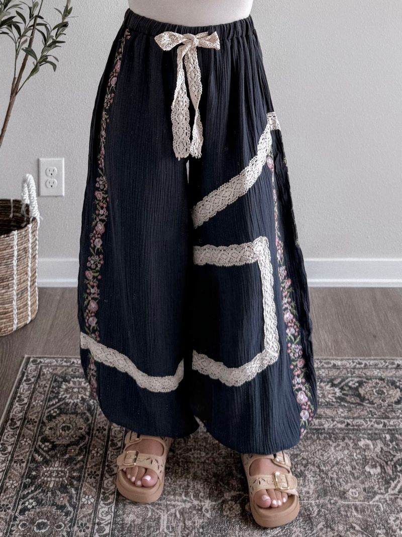 Embroidered Cotton Gauze Pants