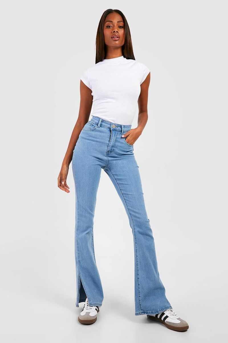 Split-Hem Flare Jeans