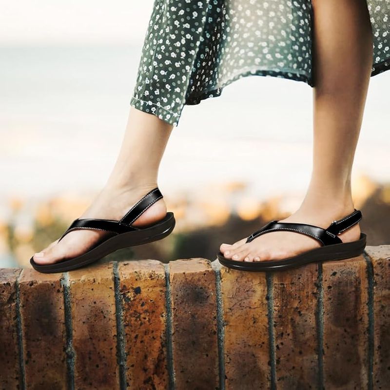Leather Thong Sandals With Heel Cups