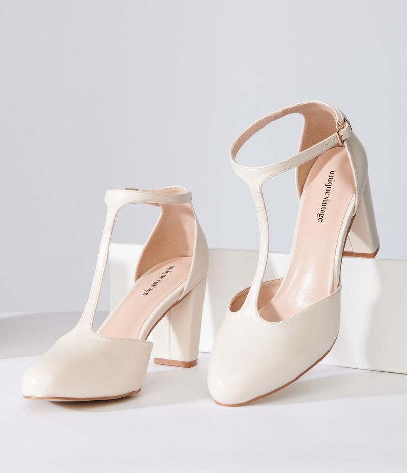 T-Strap Midi Heels