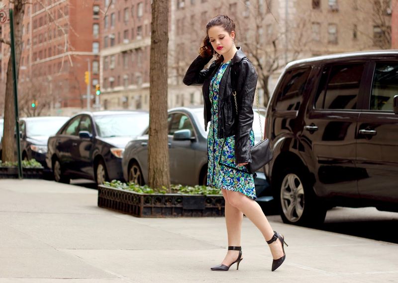 Leather Jacket + Feminine Dress