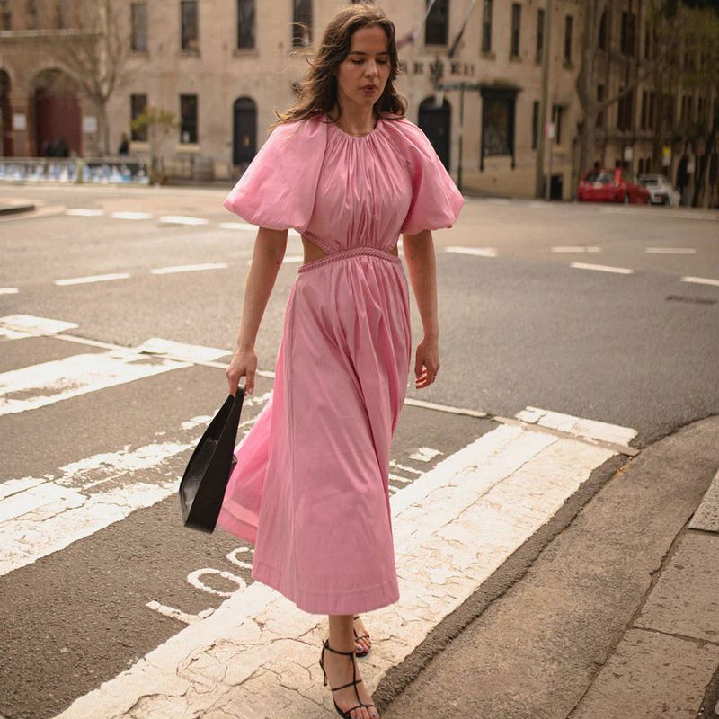 Puff-Sleeve Midi Dresses