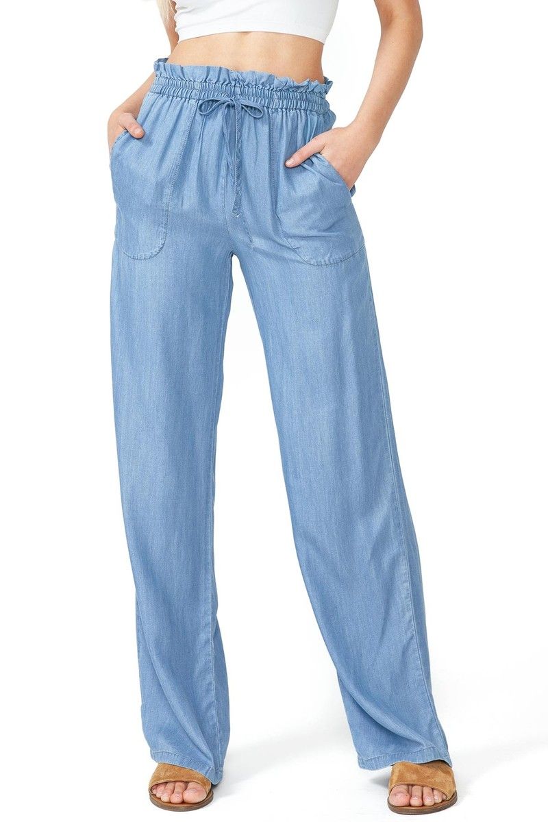 High-Waisted Tencel Trousers