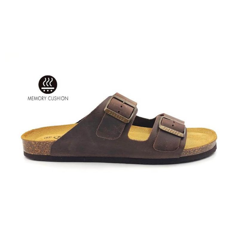 Leather Sandals With Visible Foam Padding