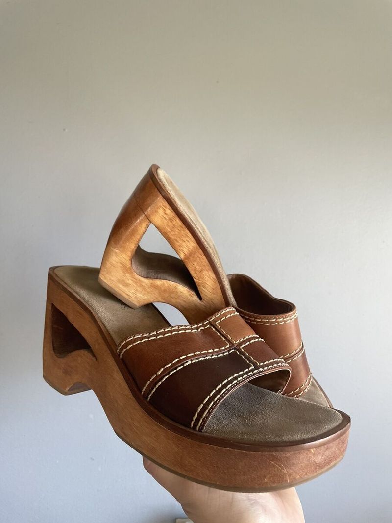 Wooden Heel Cutout Sandals