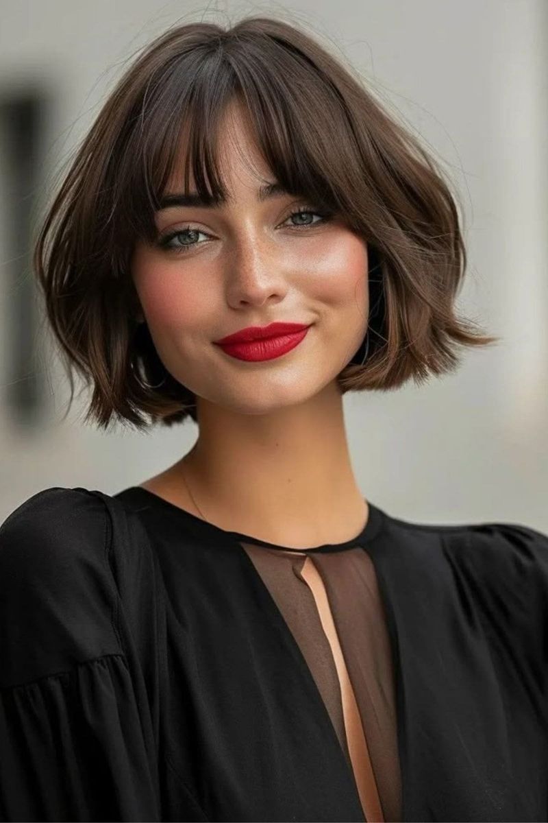 French Bob with Brow-Skimming Bangs