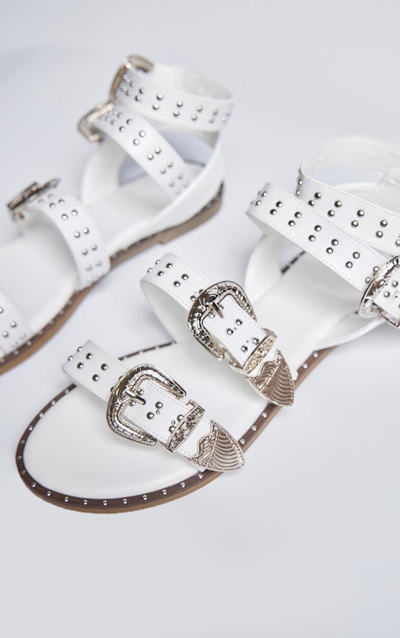 Studded White Sandals