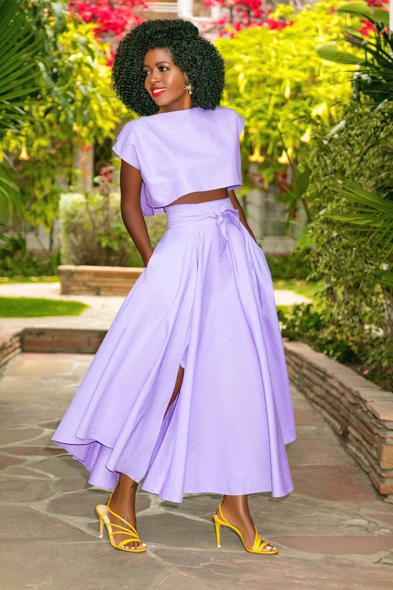 Dressy Crop Top with High-Waisted Skirt