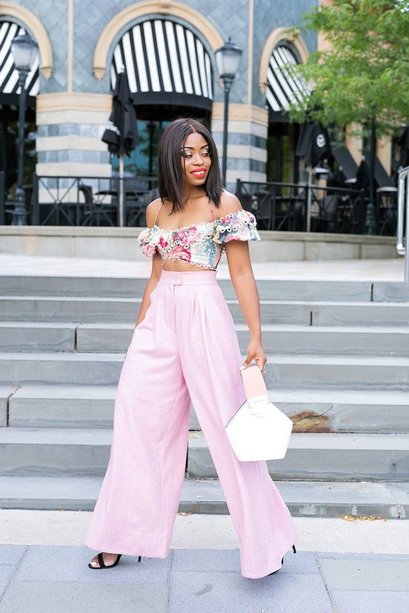 Palazzo Pants & Fitted Crop Arrangement
