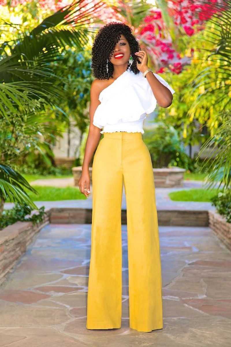 High-Waisted Wide-Leg Trousers + Crop Top