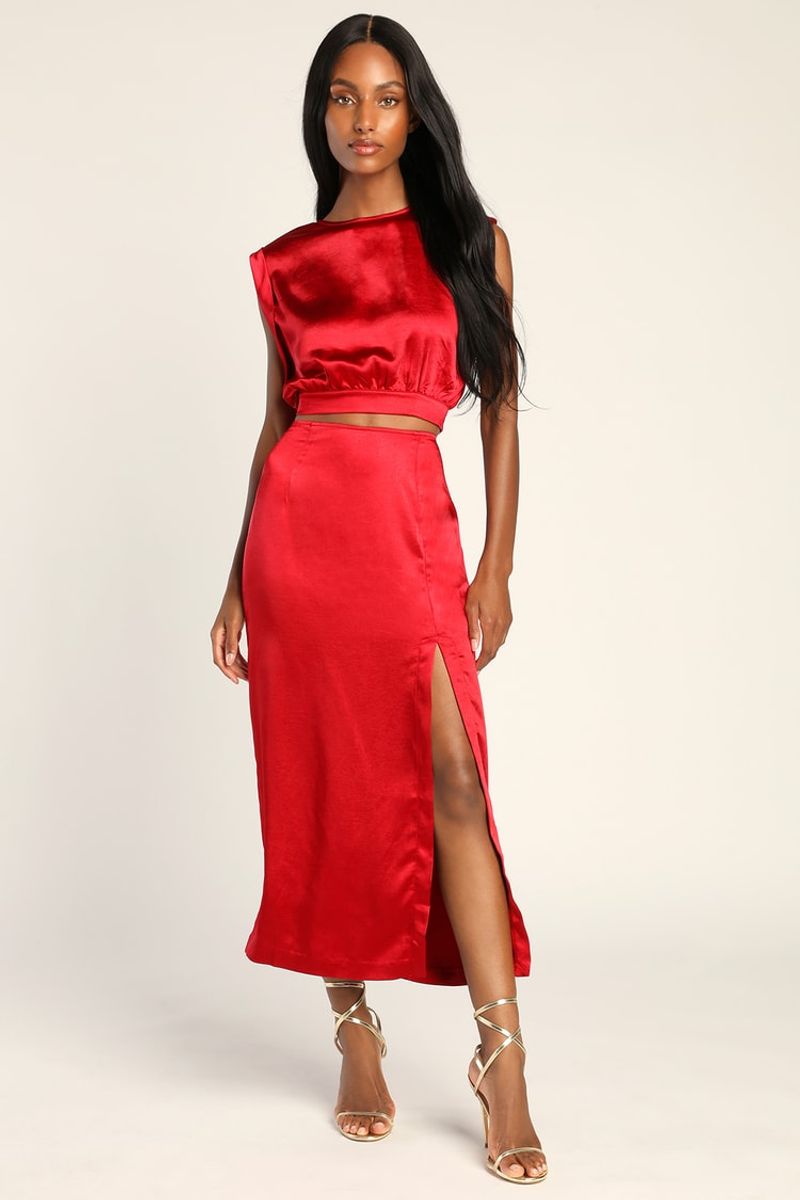 High-Slit Midi Skirt