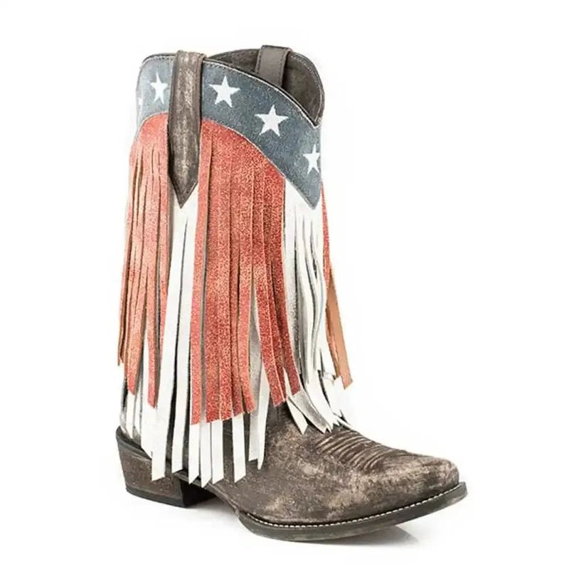 Vintage Flag Tee and Fringe Boots