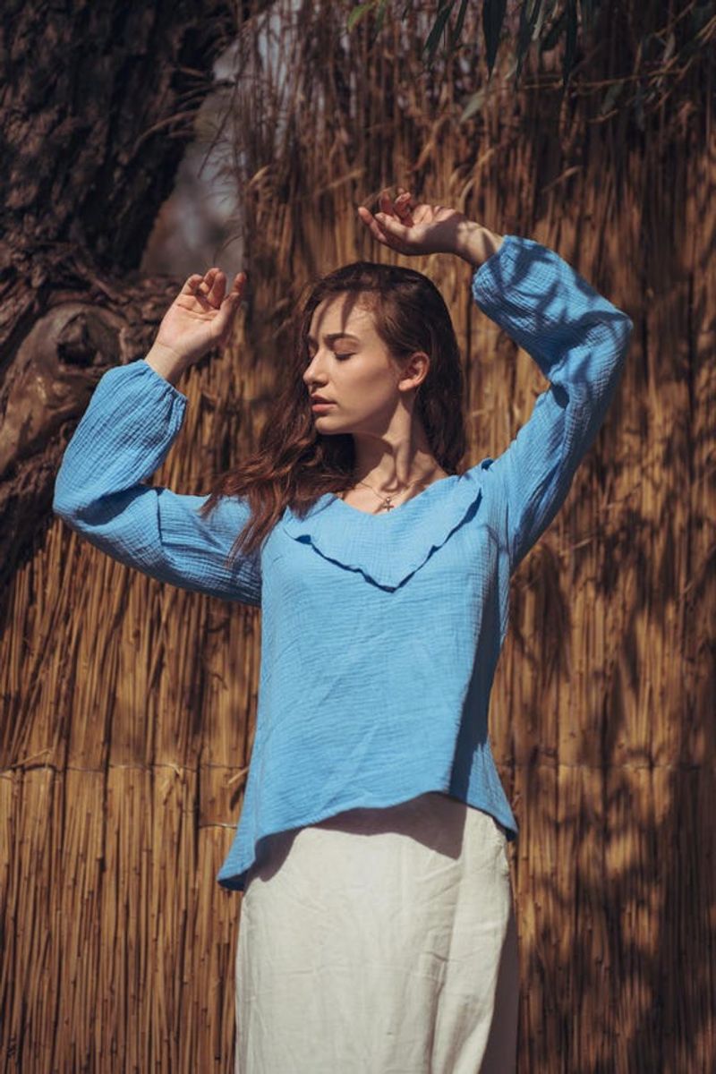 Cotton Gauze Peasant Top